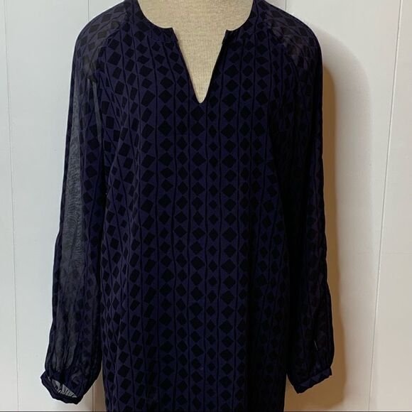 CAbi Style 3102 Harlequin Purple Black Diamond Print Shift Tunic Shirt Dress Med - Picture 4 of 9